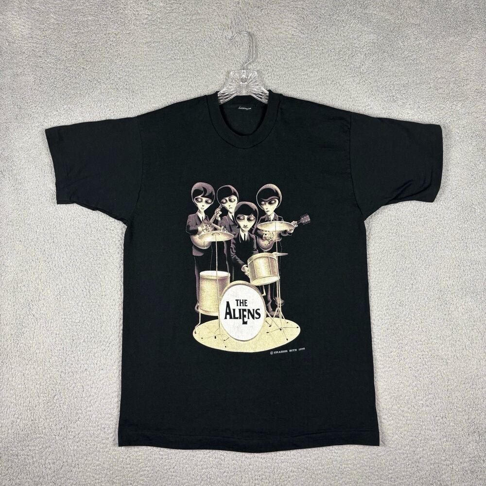 Vtg 1996 The Aliens Beatles T-shirt Men’s Large Black Parody 90s UFO USA